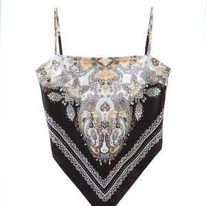 Paisley print tie back knot bandana tube top